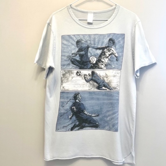 Other - CREW-NECK BOY SOCCER PLAYER  GRAPHIC TEE EDGE LIGHT BLUE T-SHIRT IN SOFT COTTON